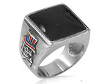 David Sigal Men's Ring in Stainless Steel with Uncle Sam Skull on Side